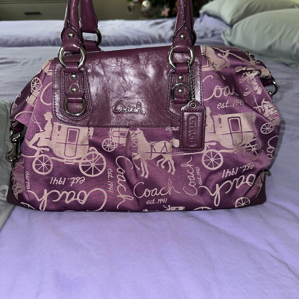 Coach Purple Satchel with Iconic Print